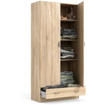 Dmora Kleiderschrank  mit zwei Türen und einer Schublade 79 x 35 x 171 cm Eiche beige