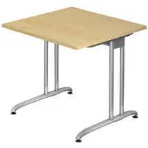 Hammerbacher Schreibtisch nussbaum quadratisch, C-Fuß-Gestell silber 80,0 x 80,0 cm