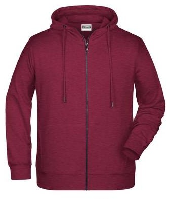 Men's Zip Hoody Sweat-Jacke mit Kapuze und Reißverschluss rot/weinrot, Gr. XL