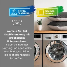 Wometo Kissenbezug Wende-Design 80 x 80 cm Grau/Hellgrau
