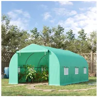 CHICFURN Foliengewächshaus Tomatenhaus in Grün mit Giebeldach, Robuster Pflanzenschutz, BxTxH: 300 x 450 x 200 cm, 450x300x205cm, Treibhaus & Frühbeet für Tomaten & Pflanzen, für Garten, Gemüse & Blumen, großzügige Anbaufläche grün 300 cm x 200 cm x 450 cm