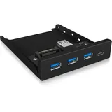 Icy Box 60432 USB 3 Frontpanel, 1x USB-C, 3x USB-A, 3,5 Zoll intern, Metall, schwarz