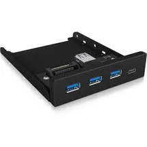 Icy Box 60432 USB 3 Frontpanel, 1x USB-C, 3x USB-A, 3,5 Zoll intern, Metall, schwarz