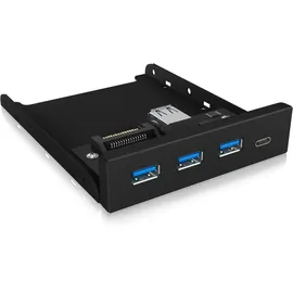 Icy Box 60432 USB 3 Frontpanel, 1x USB-C, 3x USB-A, 3,5 Zoll intern, Metall, schwarz