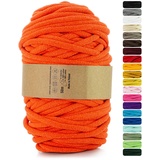 Netuno 1x Makramee Garn Orange 9 mm 50 m Baumwollkordel mit Polyesterkern Dickes Garn Makramee Kordel aus Baumwolle Kordelband Naturkordel Makramee Kordel Makramee Faden Cotton Cord Macrame