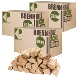 Holz Reine Eiche 90 kg Kaminholz 25 cm Brennholz für Kamin Feuerschale Smoker Ofen Grill kammergetrocknet Anzündholz Feuerholz ofenfertig Wood Kingpower