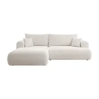 Selsey Eck-Schlafsofa Ovo L-Form Creme mit BehŠlter, Boucle, linke Seite - Weiß