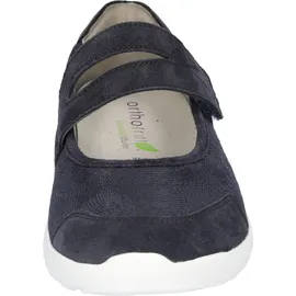 WALDLÄUFER Riemchenballerina WALDLÄUFER "K-IRA Soft", Damen, Gr. 7 (40,5), dunkelblau, Nubukleder, Textil, Veloursleder, unifarben, Schuhe Riemchenballerina, Schlupfschuh mit Klettriegel, Bequemschuh, K-Weite