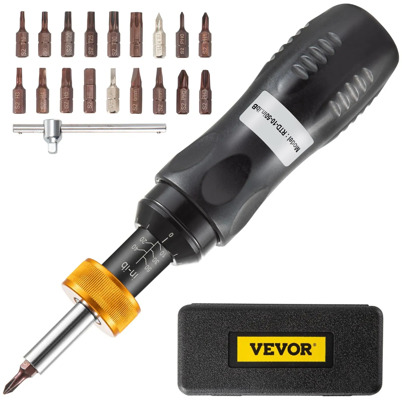 VEVOR 1/4 Zoll Drehmomentschraubendreher-Schlüsselsatz Drehmomentschraubendreher, 1,1–5,6 N/m Drehmoment-Einstellbereich, 0,6 N/m Schritte Drehmomentschraubendreher mit Bohrer & Koffer