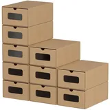 TolleTour 10x Schuhboxen mit Sichtfenster Schuhaufbewahrung Aufbewahrungsbox Stapelbar Storage Box Schuhbox Schuhkarton Schuhschachtel Allzweckbox ... - Braun