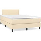 vidaXL Boxspringbett mit Matratze Creme 120x190 cm Stoff