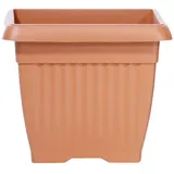 KAGM Pflanzkübel Blumenkübel aus Kunststoff quadratisch in Terracotta braun 7 l | 24 cm x 20 cm x 24 cm