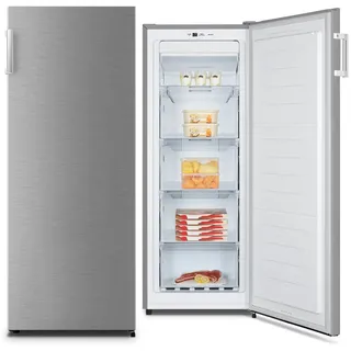 PKM Gefrierschrank BGSNF200IX, 143.40 cm hoch, 55.90 cm breit, NoFrost, Schnellgefrierfunktion, Türalarm silberfarben