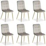 Homestyle4u 2335, 6er Set Esszimmerstühle Stuhl Sessel Samt Wohnzimmer Küchenstuhl Polsterstuhl Beige Creme Gold 6 Stück