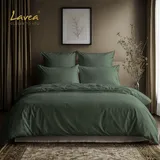 LAVEA Bettwäsche Set Jasmin Olivgrün 135 x 200 cm + 80 x 80 cm