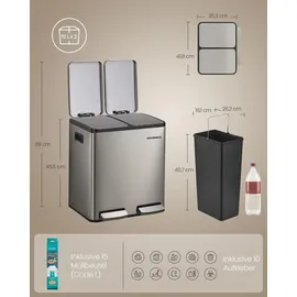 Songmics Mülleimer 15 l Grau/Silberfarben
