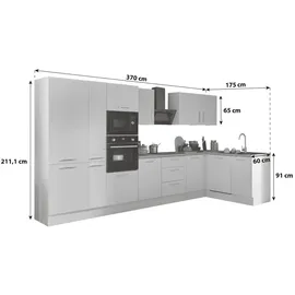 P & B Winkelküche Turin L-Form 370 cm weiß