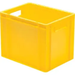 LA-KA-PE Transport-Stapelkasten B400xT300xH320 mm gelb, geschlossen mit Griffloch