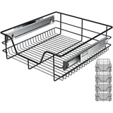 KESSER® Teleskopschublade 4er Set 50cm Schrankbreite verchromt aus Edelstahl Schubladeneinsatz für Küchenschrank Korbauszug Schrankauszug, Schwarz