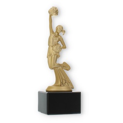 Pokal Kunststofffigur Cheerleader goldmetallic auf schwarzem Marmorsockel 20,5cm