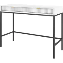 Selsey Vellore Schminktisch Schreibtisch mit Schubladen, Weiß mit geriffelten Fronten und schwarzen Metallbeinen, 104 cm breit