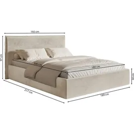 Selsey Softie Slim – Polsterbett 140×200 mit Lattenrost, Velours, greige - Taupe