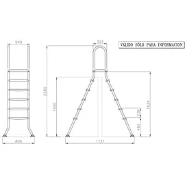 mediPool Poolleiter Edelstahl weiß 150 cm
