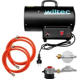 Wiltec Gasheizgebläse 15 kW inkl. Gasdruckminderer für Spanien 700 mbar, Gas Heizkanone mit 30 W Motor, Heißluftgenerator aus Stahl, LPG-betrieb...