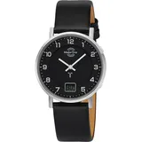 Master Time MTLS-10739-22L Damen-Funkuhr mit Lederband Schwarz