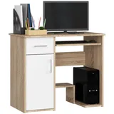 abamihome Akord Schreibtisch, Sonoma Eiche, Weiß, und 3 Fächer, 1 Schubladen, Rechteckig,Rechteckig, 90x74x50 cm, Arbeitszimmer, Schreibtische, Computertische