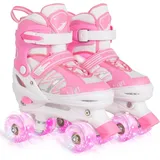 Kinder Rollschuhe für Mädchen Kind Anfänger, 4 Größen einstellbar Rollschuhe mit Licht bis Räder für kleine Kinder - Small