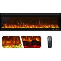 Mystflame BI60R - Elektrischer Wandkamin, Ofen mit 13 Flammenfarben und Unterlicht, Brennstoffbett aus Holz und Glas, Thermostat 750/1500 W, Fernbedienung und Touchscreen