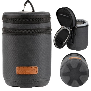 TARION Objektivtasche Objektivbeutel mit Hartschalenboden, Stoßfest, Wasserabweisend Kamera Objektiv-Schutztasche für Canon, Nikon, Pentax, Sony, Olympus Objektive (Dunkelblau Größe M)