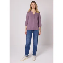 STREET ONE Tunikashirt STREET ONE, Damen, Gr. 38, lila (bright berry), Web, 100% Baumwolle, unifarben, comfort fit normal, Rundhals, elastischer Bund, Shirts, mit 3/4 Ärmeln