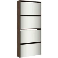 VidaXL Schuhschrank mit Spiegel 4 Fächer Braun Eiche-Optik 63x17x134cm