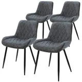 ML-DESIGN Polsterstuhl Esszimmerstuhl mit Rücken- und Armlehnen, Metallbeine Küchenstuhl (4 St), Wohnzimmerstuhl Anthrazit, PU-Kunstleder Sitzfläche Esstischstühle schwarz