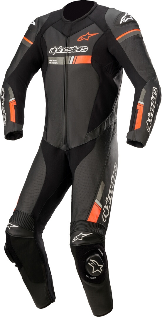 Alpinestars GP Force Chaser 1-Teiler Motorrad Lederkombi, schwarz-rot, Größe 64 für Männer