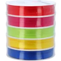 Präsent Geschenkband SATIN satiniert rot/pink/hellgrün/gelb/blau 10,0 mm x 5x 3,0 m
