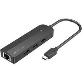 Vention USB-C Dock 3xUSB 2.0 RJ45 Micro-B Hub TGOBB 0.15m, Schwarz