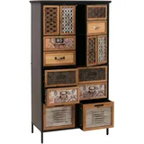 Mendler Apothekerkommode 136 x 73 x 35 cm natur/bunt Metalloptik