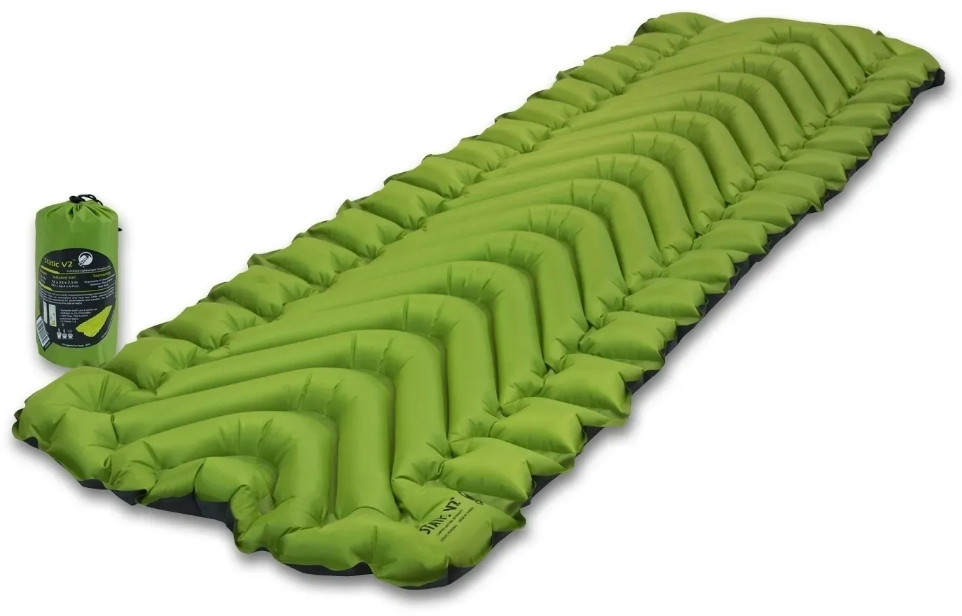 Klymit Static V2 Regular (Maße 183 x 58 x 6 cm / Gewicht 0,47kg / Isoliert bis 8°C) - STK - light green