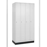 C+P Spind Classic PLUS, Sockel, 4 Abteile, HxBxT 195x100x50cm, Zylinderschloss, Verkehrsweiß von PROREGAL