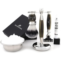 JAG SHAVING Rasierpinsel-Set 4-teiliges Rasierset – JAGs LEE-Reihe – Synthetisches Silber, 4 tlg.