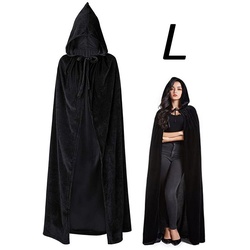 Lubgitsr Vampir-Kostüm Umhang mit Kapuze Lange Vampir Kostüm Halloween Partys- L schwarz