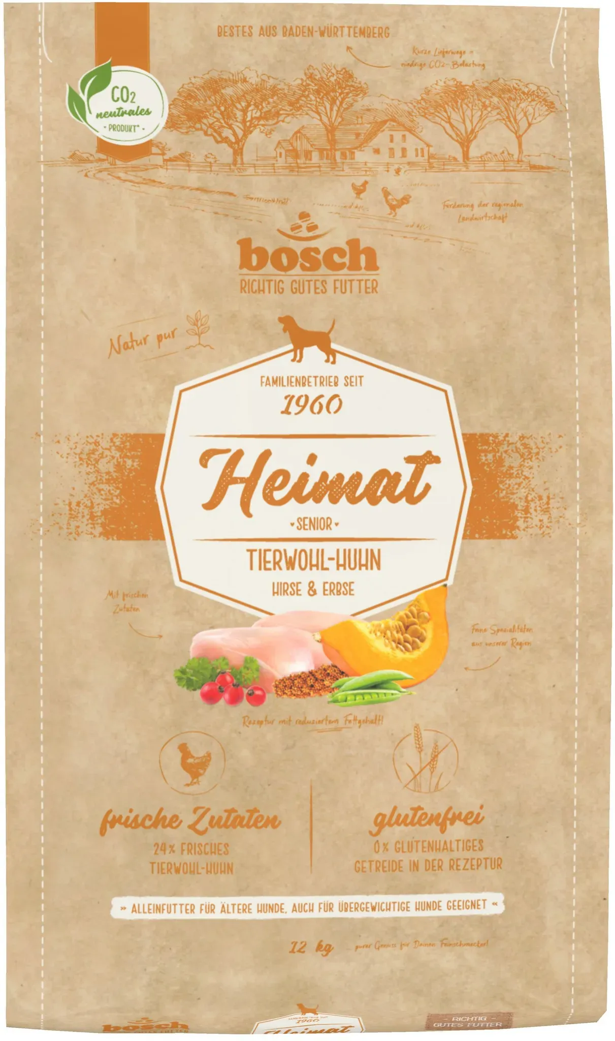 Bosch Heimat Hundefutter Senior mit Tierwohl-Huhn, 12 kg