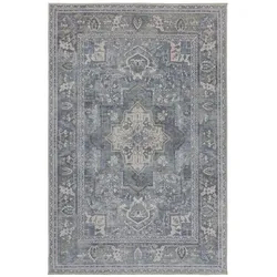 Kadima Design Maschinenwaschbarer Traditioneller Vintage-Teppich aus recycelten Fasern, rutschfest - `Hald`. Farbe: Türkis, 120x170 cm