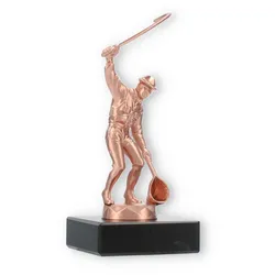 Pokal Metallfigur Angeln bronze auf schwarzem Marmorsockel 14,2cm