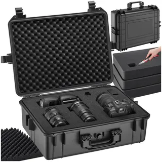 Tectake tectake® Fotokoffer, aus robuster Hartschale mit 4 dicken Schaumstoffeinlagen, wasserdicht und temperaturbeständig, 56 x 42 x 21 cm