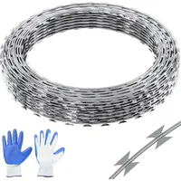 Vevor Natodraht 75 m (5 Rollen x 15 m) Stacheldraht Spirale Sperrdraht Stacheldrahtzaun (0,51 mm) scharfe Klingen und (ca. 4 mm) dicke Kerndrähte