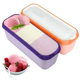 2er-Set Eisbehälter für Speiseeis 1.5L, BPA frei, Wiederverwendbare Eiscreme-Behälter mit Deckel, stapelbare Gefrierschrank-Aufbewahrungsbehälter, Gefrierdosen für Joghurt, Eiscreme, Dessert, Sorbet